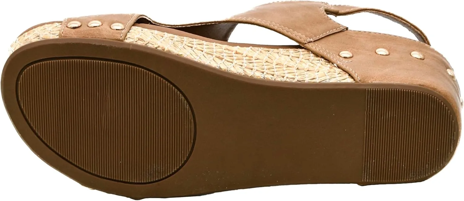 Corkys Footwear Women's Volta II Wedge Sandal - 2 Inch Cushioned Wedge, Hook & Loop Closure for Comfort & Style, Perfect for Casual & Dressy Outfits, All Day Wear