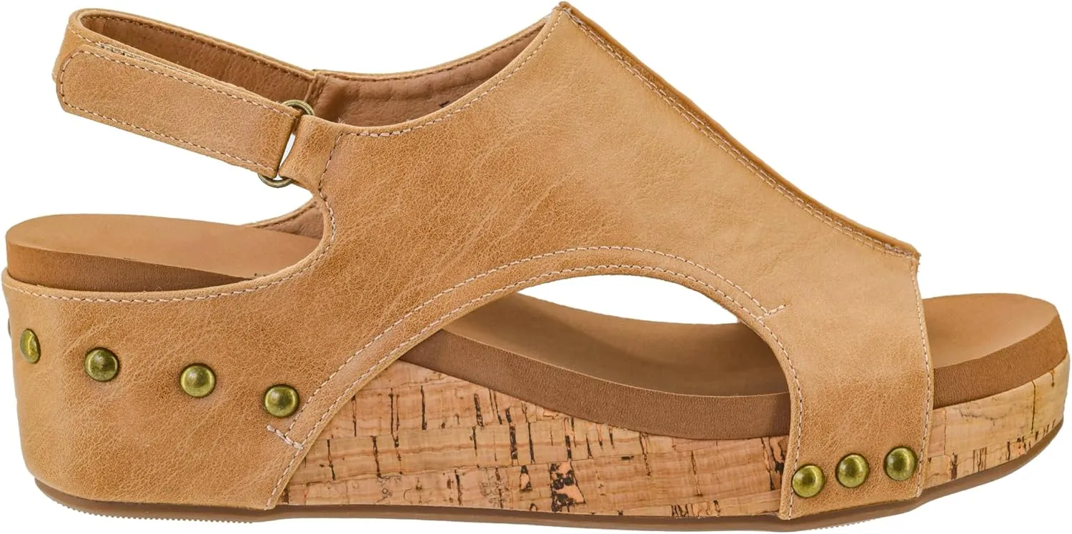 Corkys Footwear Women's Volta II Wedge Sandal - 2 Inch Cushioned Wedge, Hook & Loop Closure for Comfort & Style, Perfect for Casual & Dressy Outfits, All Day Wear