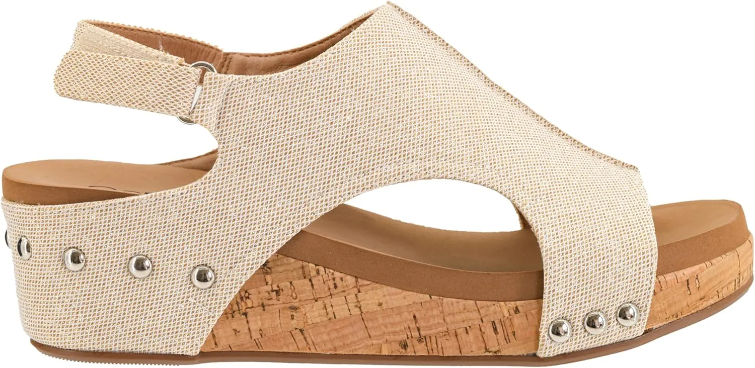 Corkys Footwear Women's Volta II Wedge Sandal - 2 Inch Cushioned Wedge, Hook & Loop Closure for Comfort & Style, Perfect for Casual & Dressy Outfits, All Day Wear