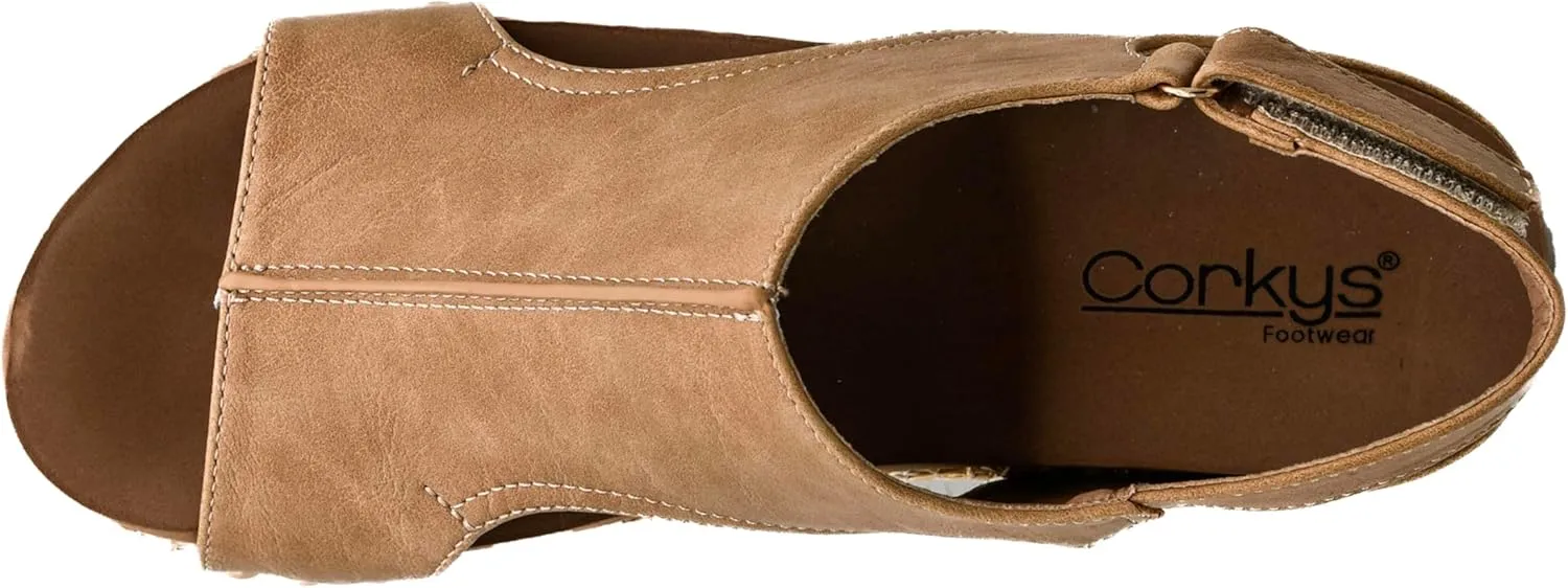 Corkys Footwear Women's Volta II Wedge Sandal - 2 Inch Cushioned Wedge, Hook & Loop Closure for Comfort & Style, Perfect for Casual & Dressy Outfits, All Day Wear