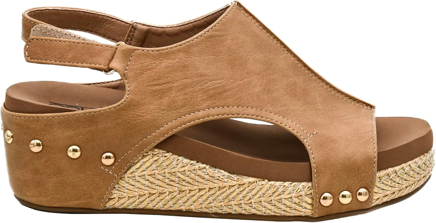 Corkys Footwear Women's Volta II Wedge Sandal - 2 Inch Cushioned Wedge, Hook & Loop Closure for Comfort & Style, Perfect for Casual & Dressy Outfits, All Day Wear