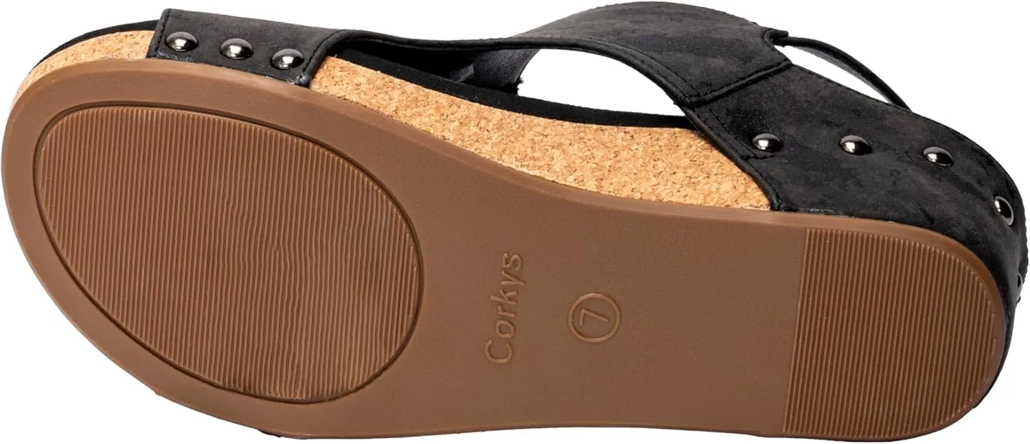Corkys Footwear Women's Volta II Wedge Sandal - 2 Inch Cushioned Wedge, Hook & Loop Closure for Comfort & Style, Perfect for Casual & Dressy Outfits, All Day Wear
