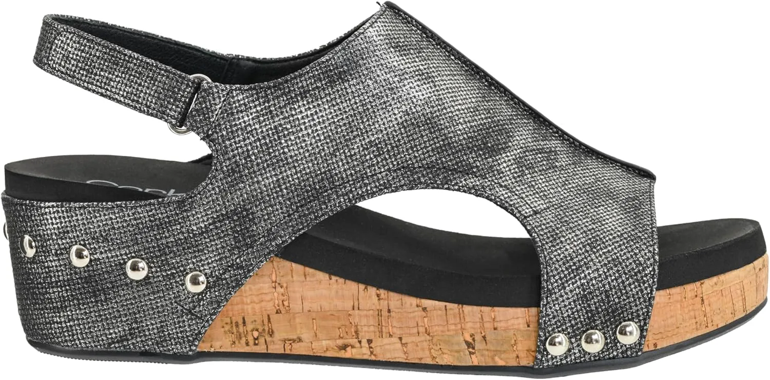 Corkys Footwear Women's Volta II Wedge Sandal - 2 Inch Cushioned Wedge, Hook & Loop Closure for Comfort & Style, Perfect for Casual & Dressy Outfits, All Day Wear