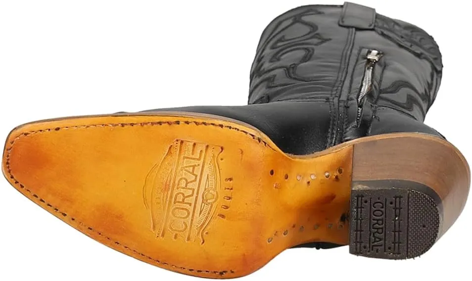 CORRAL LADIE'S PURE WHITE MATCHING STITCH PATTERN & INLAY PULLSTRAPS SNIP TOE, SNIP TOE, LEATHER SOLE, WESTERN, Z5074