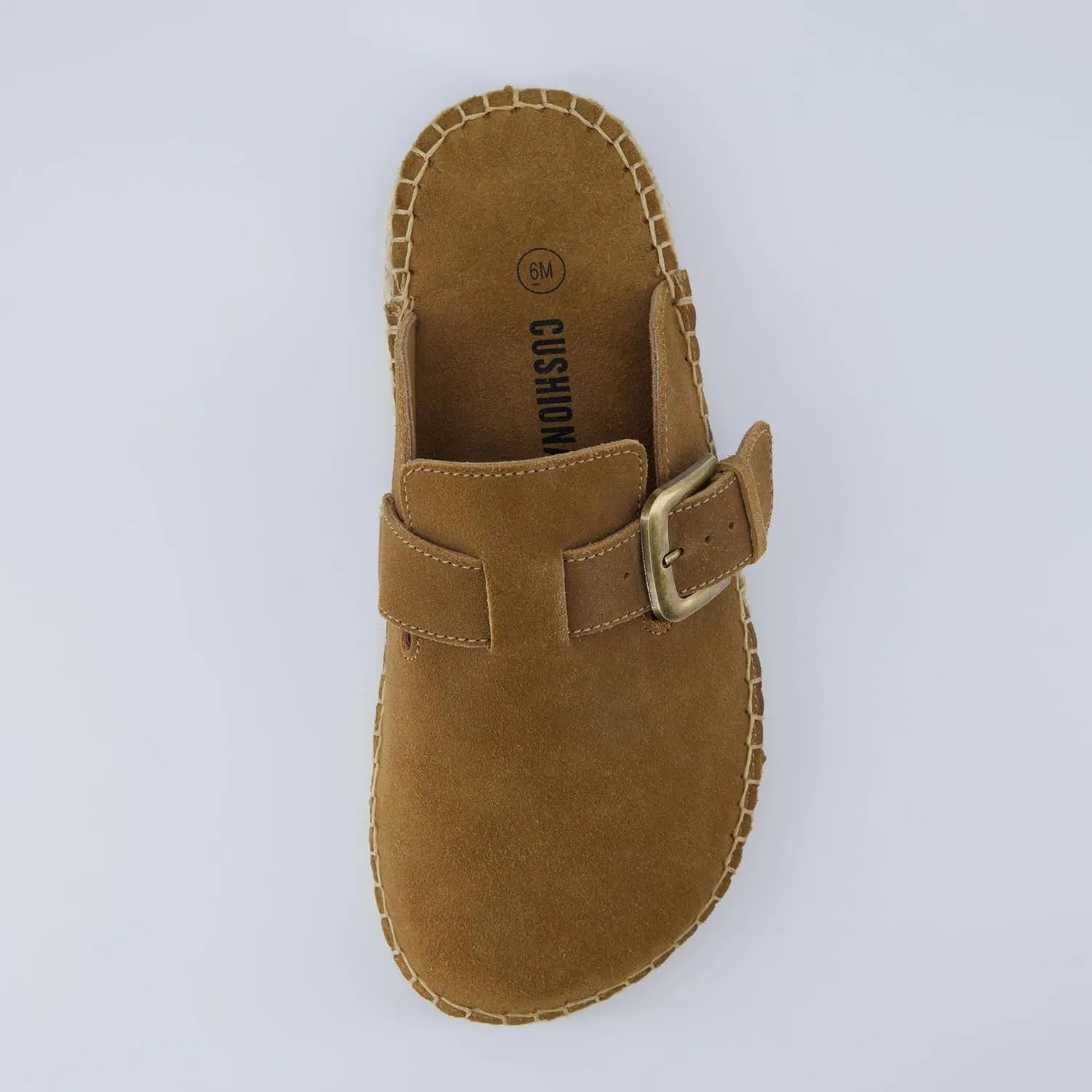 CUSHIONAIRE Andy Women’s Espadrille Mule – Suede Slip-On Clog with Adjustable Buckle, Cushioned Insole & Jute Platform