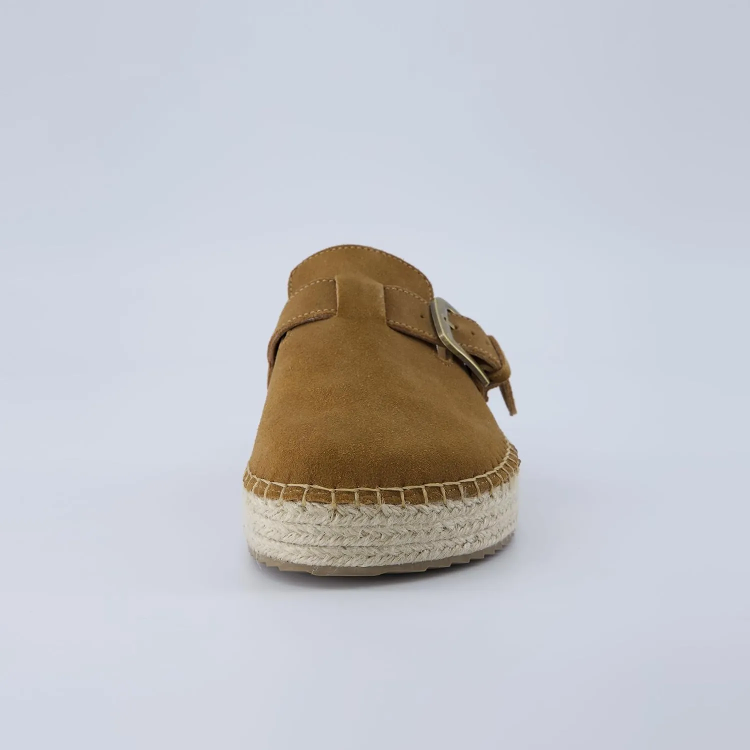 CUSHIONAIRE Andy Women’s Espadrille Mule – Suede Slip-On Clog with Adjustable Buckle, Cushioned Insole & Jute Platform
