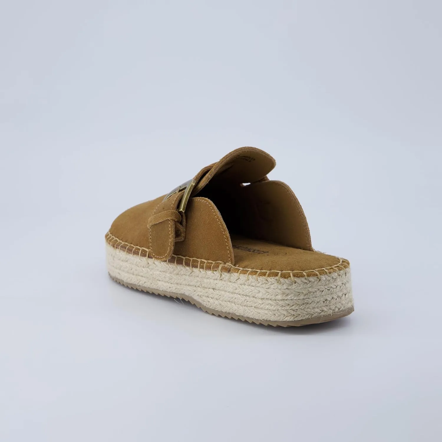 CUSHIONAIRE Andy Women’s Espadrille Mule – Suede Slip-On Clog with Adjustable Buckle, Cushioned Insole & Jute Platform