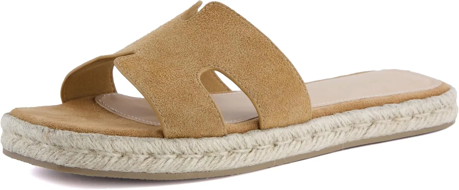 CUSHIONAIRE Avocado Women’s Espadrille Slide Sandal – Suede Cutout Upper with Jute-Wrapped Platform & Cushioned Footbed