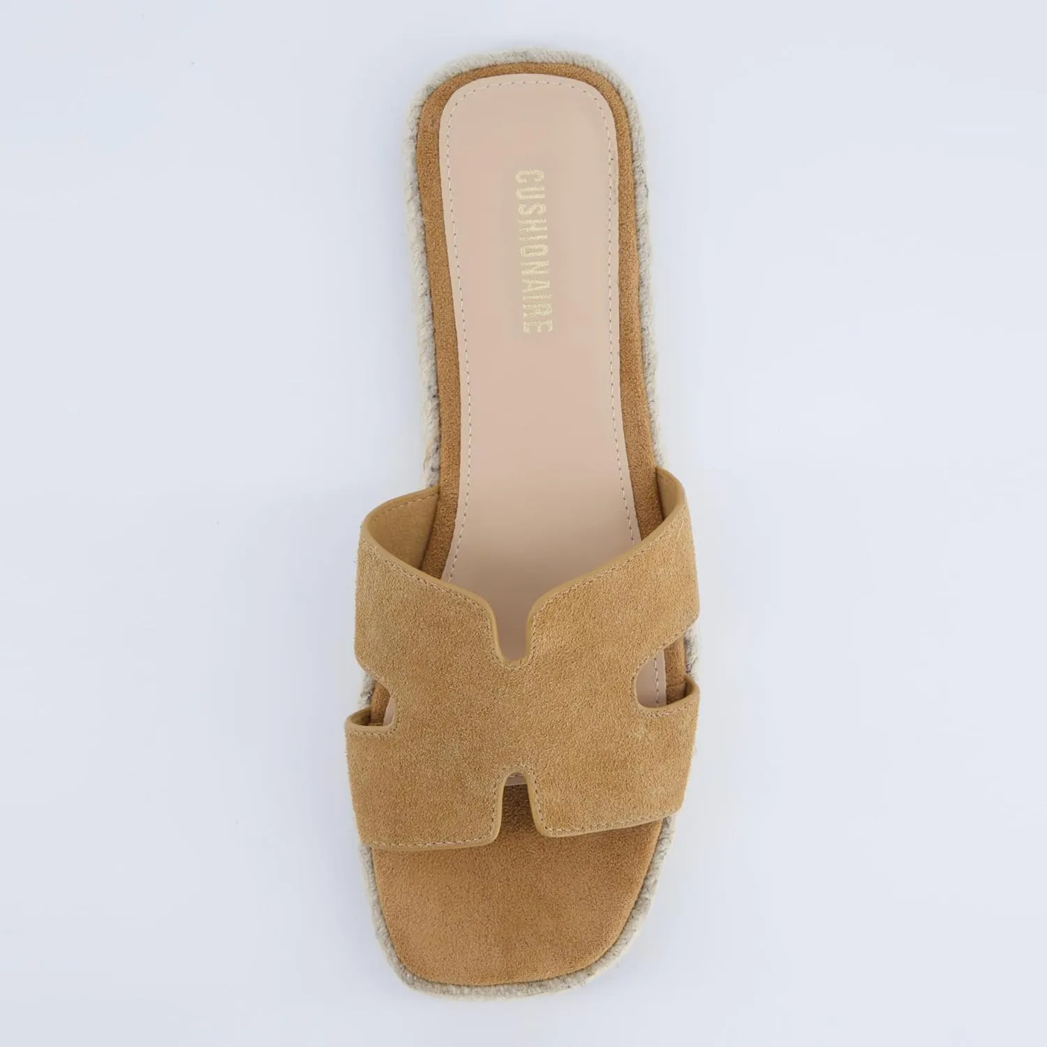 CUSHIONAIRE Avocado Women’s Espadrille Slide Sandal – Suede Cutout Upper with Jute-Wrapped Platform & Cushioned Footbed
