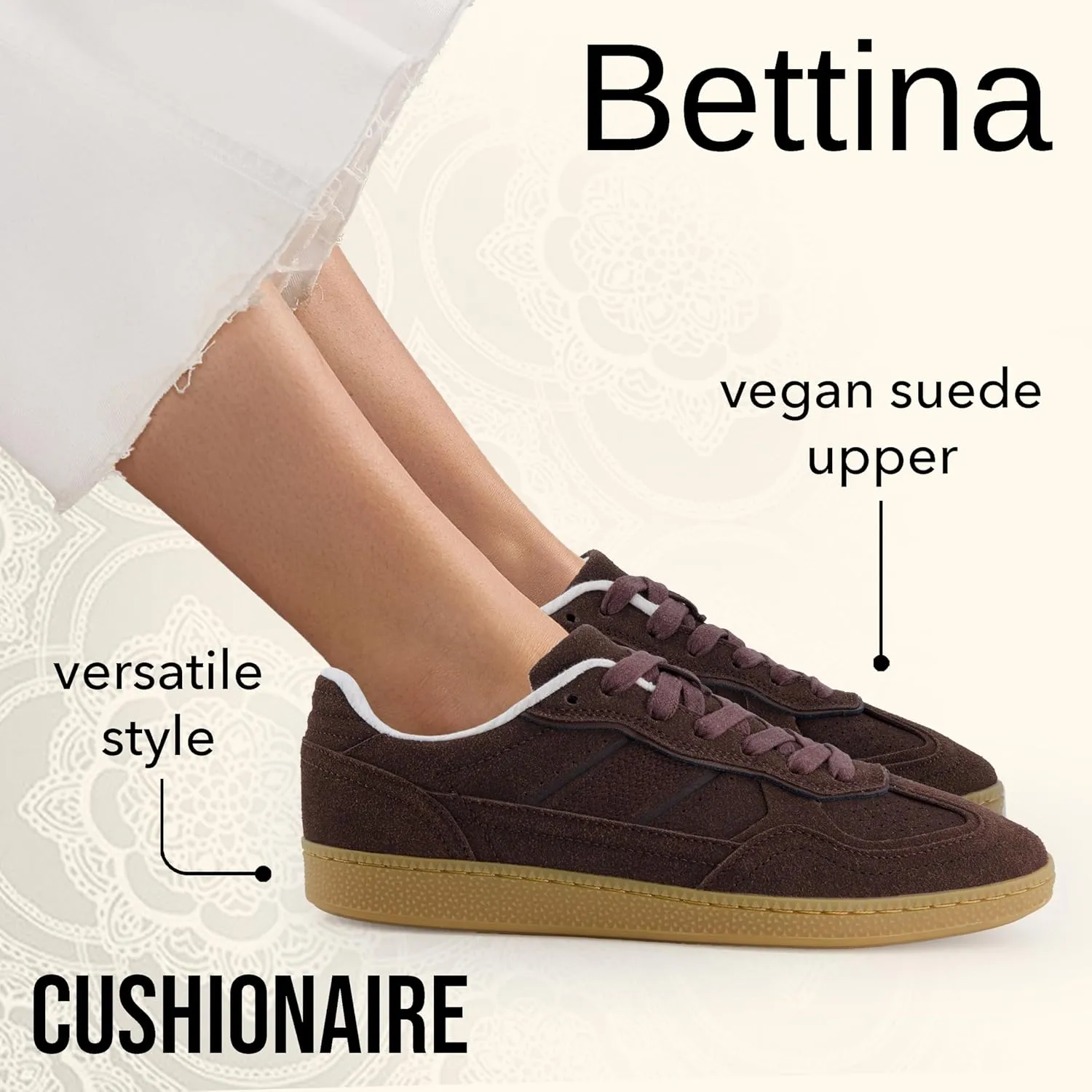 CUSHIONAIRE Bettina Women's Retro Sneaker with Cushioned Insole and Durable Gum Sole