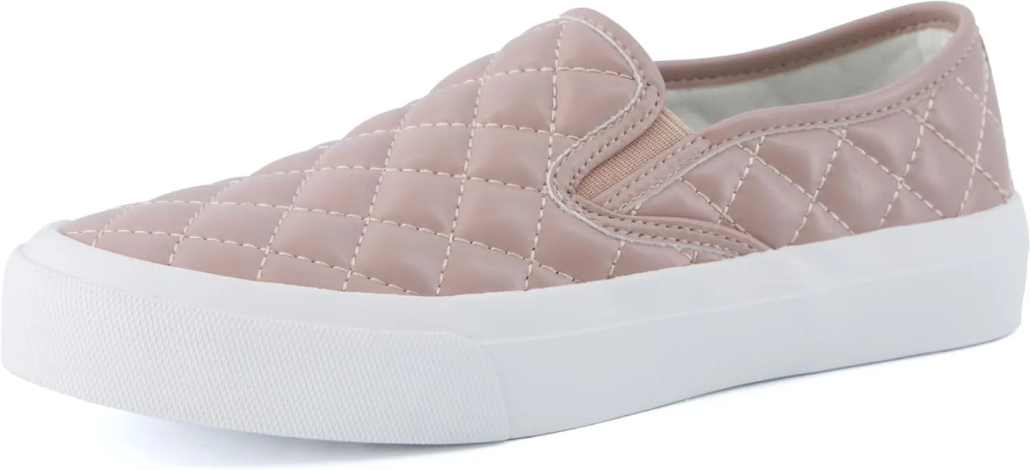 CUSHIONAIRE Faze Women’s Quilted Slip-On Sneaker – Faux Leather Casual Shoe with Memory Foam Insole & Rubber Outsole