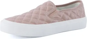CUSHIONAIRE Faze Women’s Quilted Slip-On Sneaker – Faux Leather Casual Shoe with Memory Foam Insole & Rubber Outsole