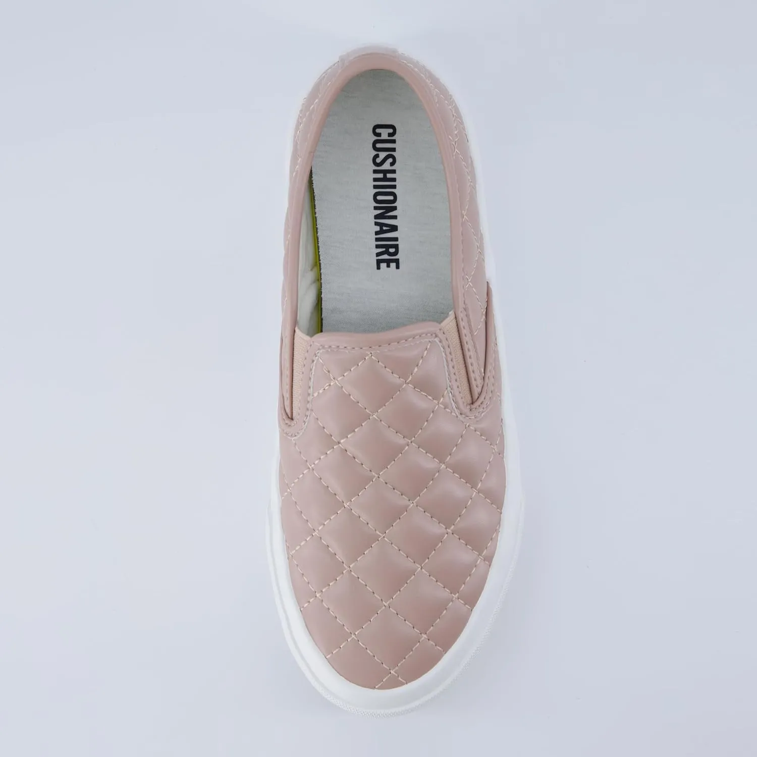 CUSHIONAIRE Faze Women’s Quilted Slip-On Sneaker – Faux Leather Casual Shoe with Memory Foam Insole & Rubber Outsole