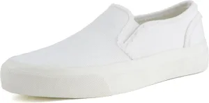 CUSHIONAIRE Fulton Women’s Slip-On Sneaker – Frayed Canvas Casual Shoe with Memory Foam & Flexible Outsole