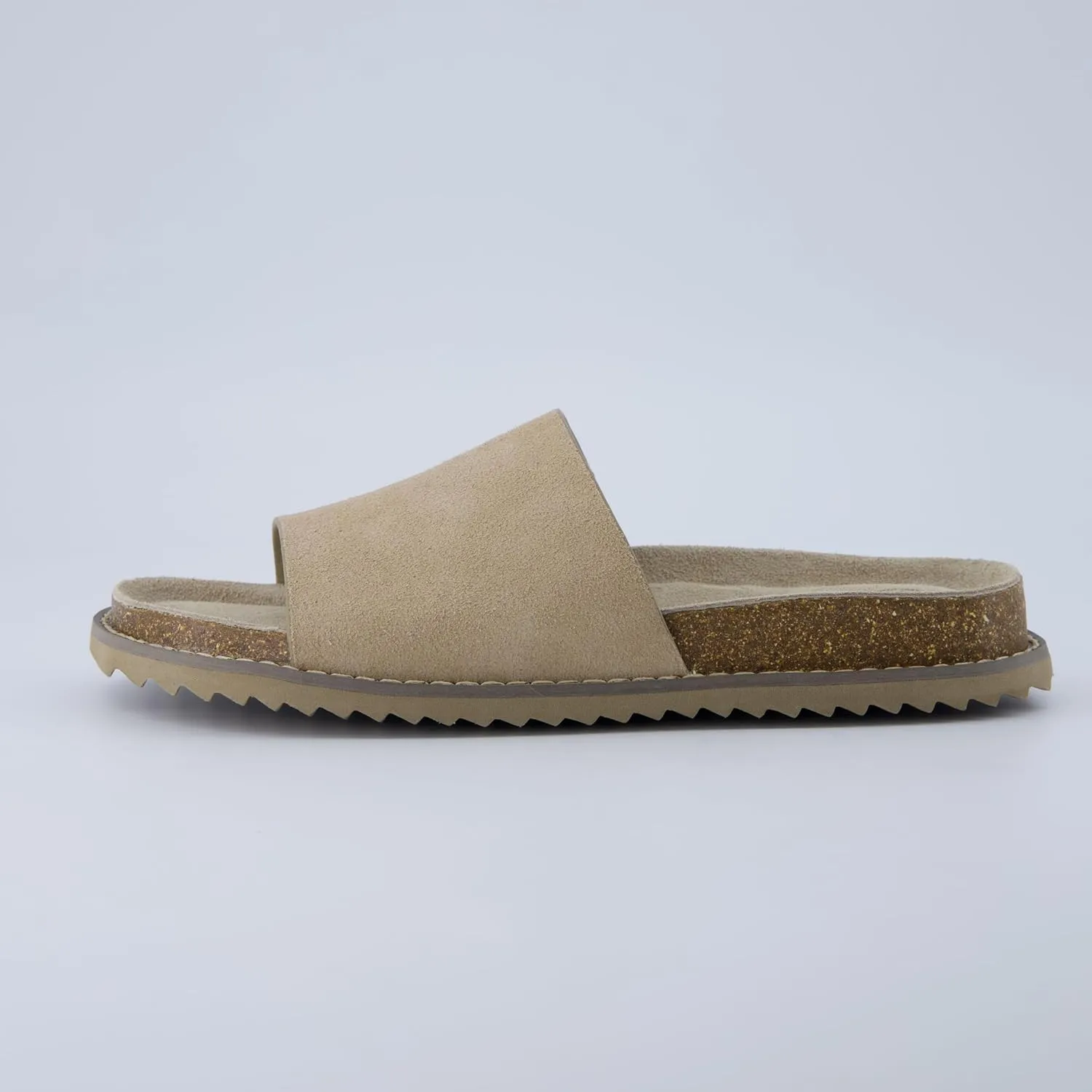CUSHIONAIRE Ritual Women’s Slide Sandal – Suede Slip-On with Cork Footbed, Contoured Insole & Flexible Lightweight Outsole