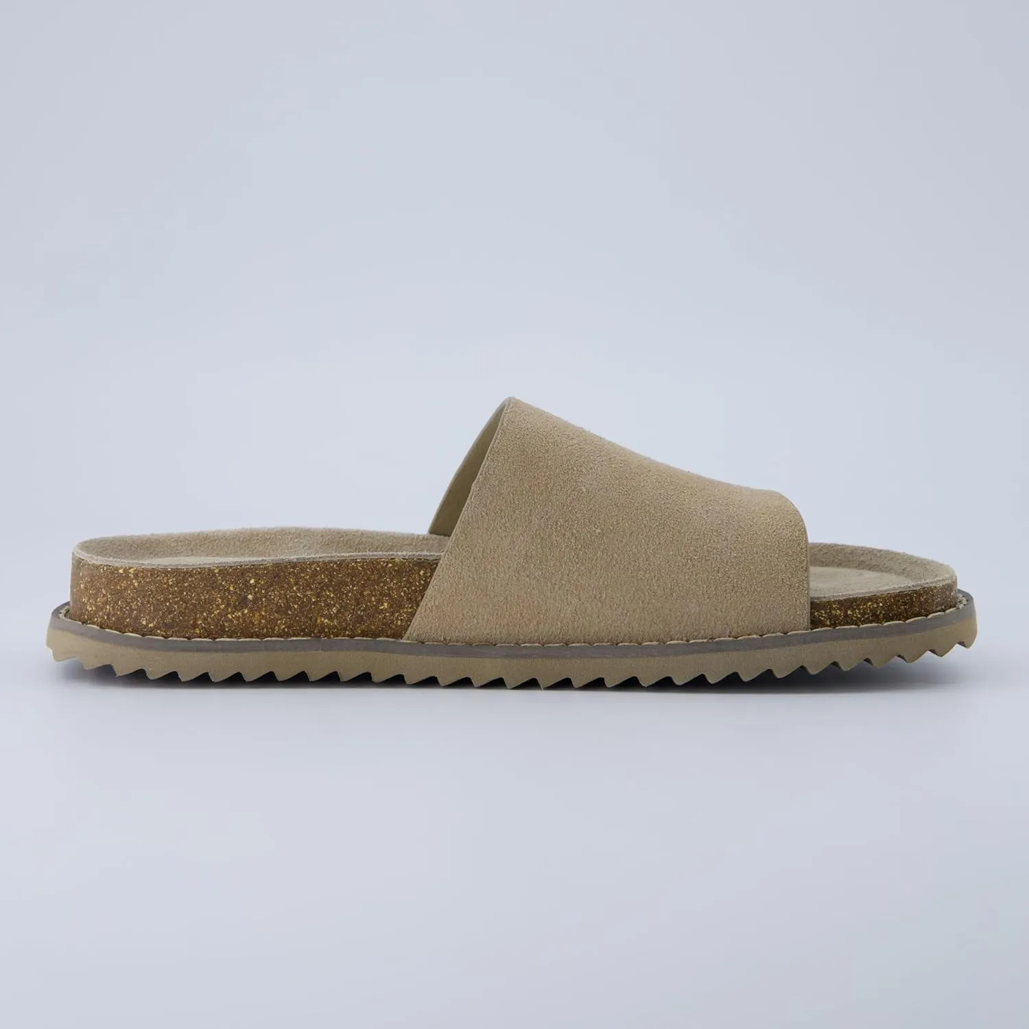 CUSHIONAIRE Ritual Women’s Slide Sandal – Suede Slip-On with Cork Footbed, Contoured Insole & Flexible Lightweight Outsole