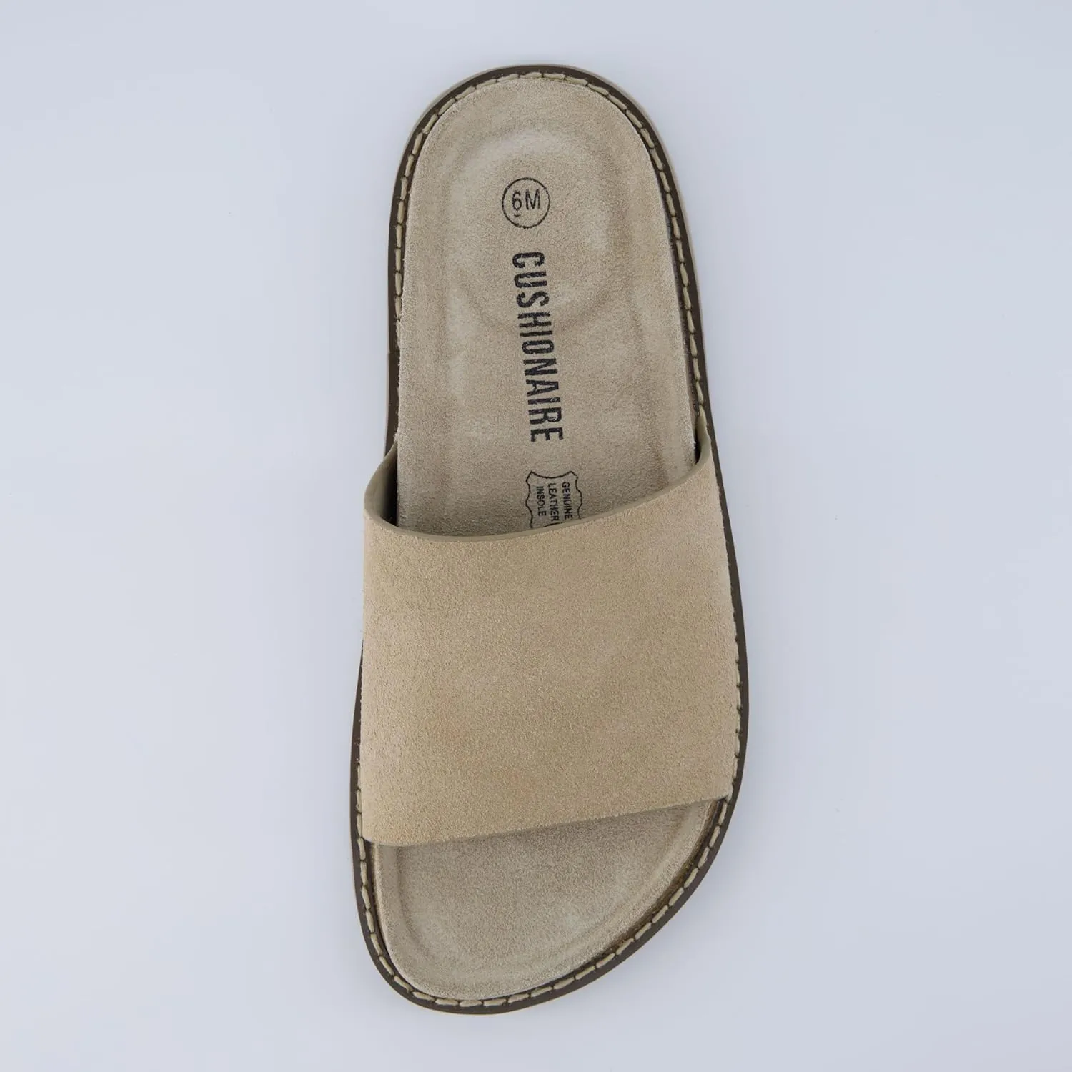 CUSHIONAIRE Ritual Women’s Slide Sandal – Suede Slip-On with Cork Footbed, Contoured Insole & Flexible Lightweight Outsole