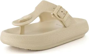 CUSHIONAIRE Women's Flo thong recovery cloud pool slide sandal with  Comfort