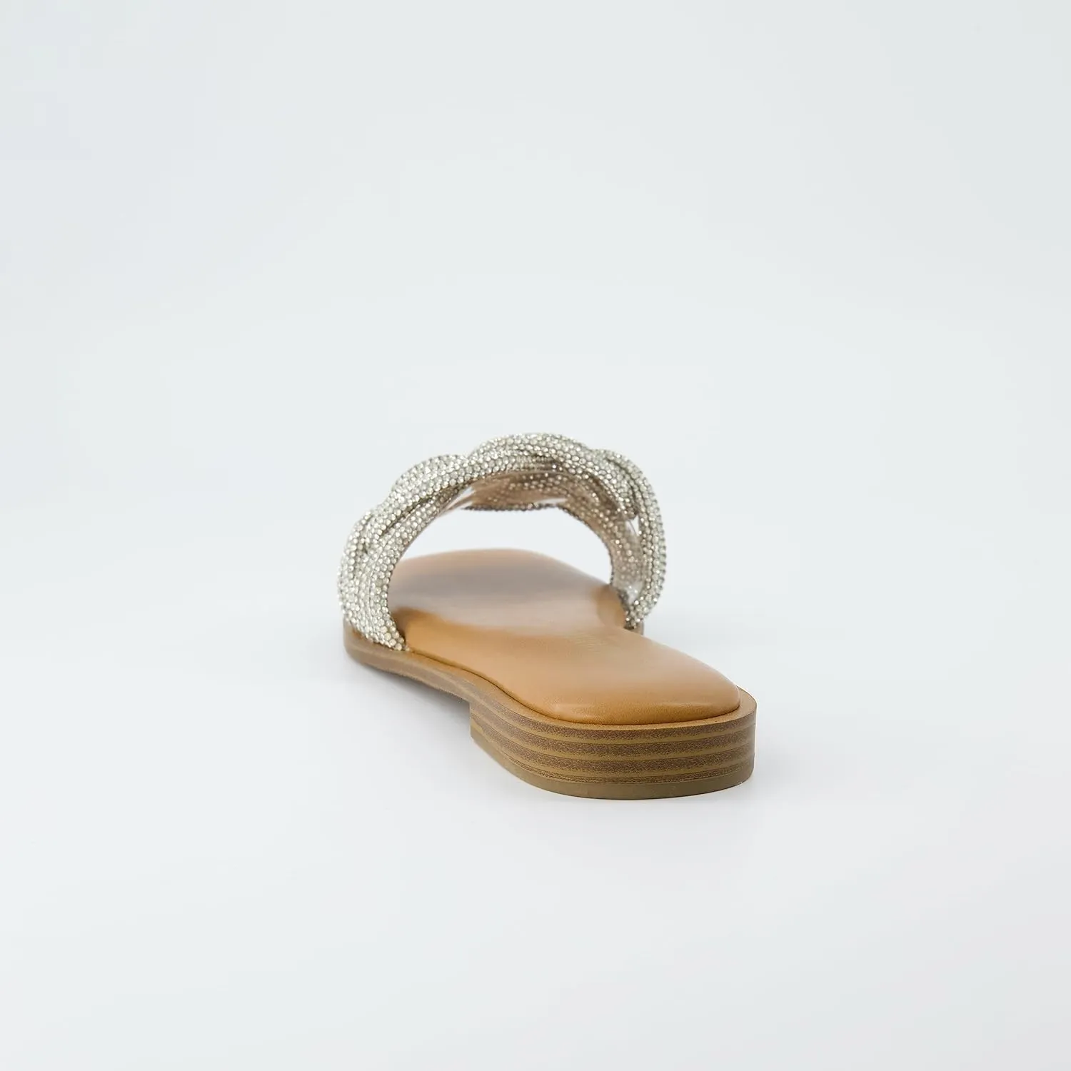 CUSHIONAIRE Women's Fortuna braided rhinestone bling slide sandal  Memory Foam, Wide Widths Available