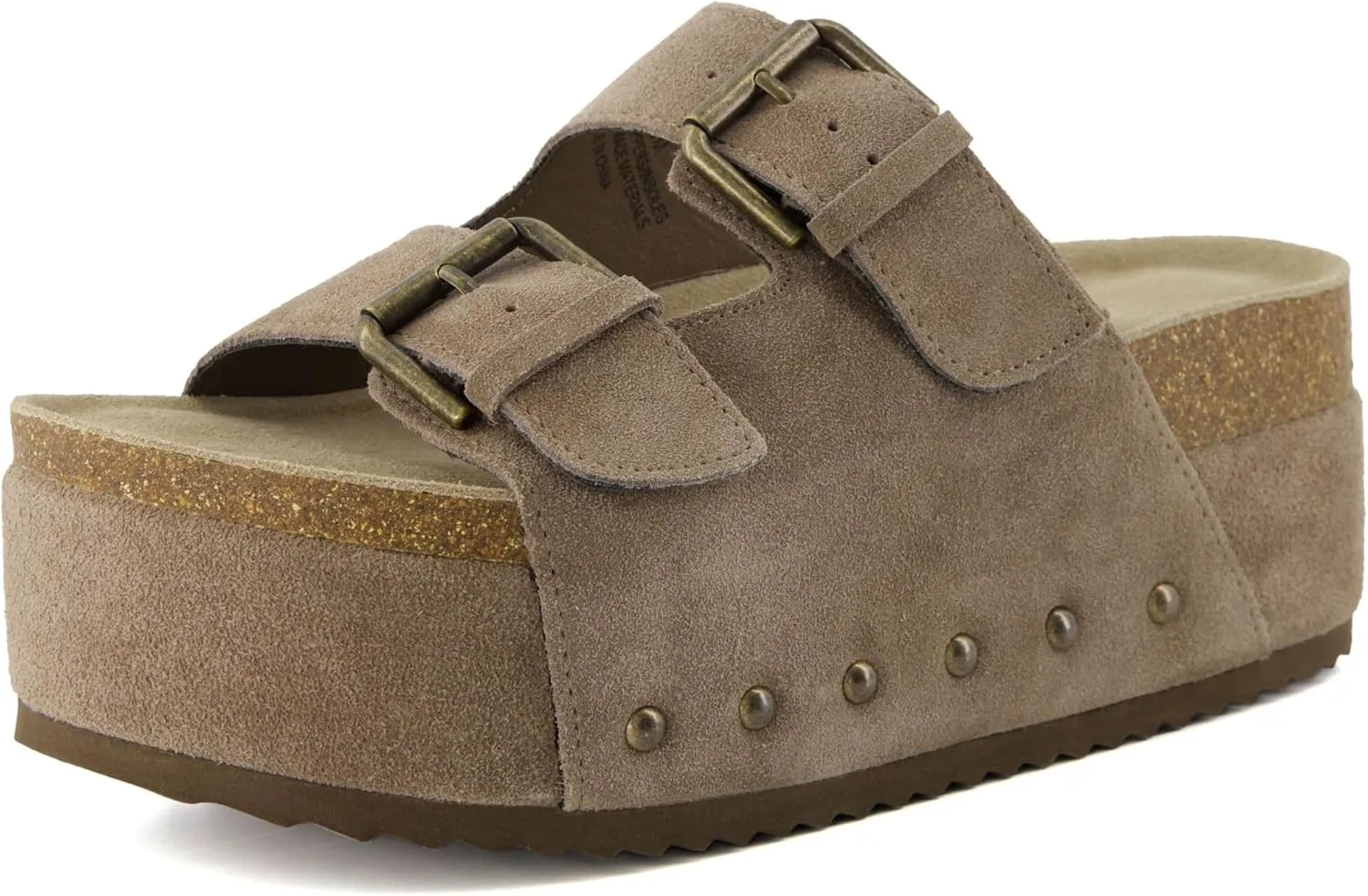 CUSHIONAIRE Women's Guru Genuine Leather footbed platform sandal with  Comfort, Wide Widths Available