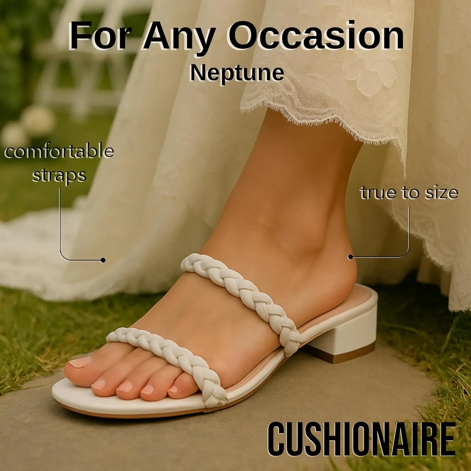 CUSHIONAIRE Women's Neptune braided low block heel sandal  Memory Foam