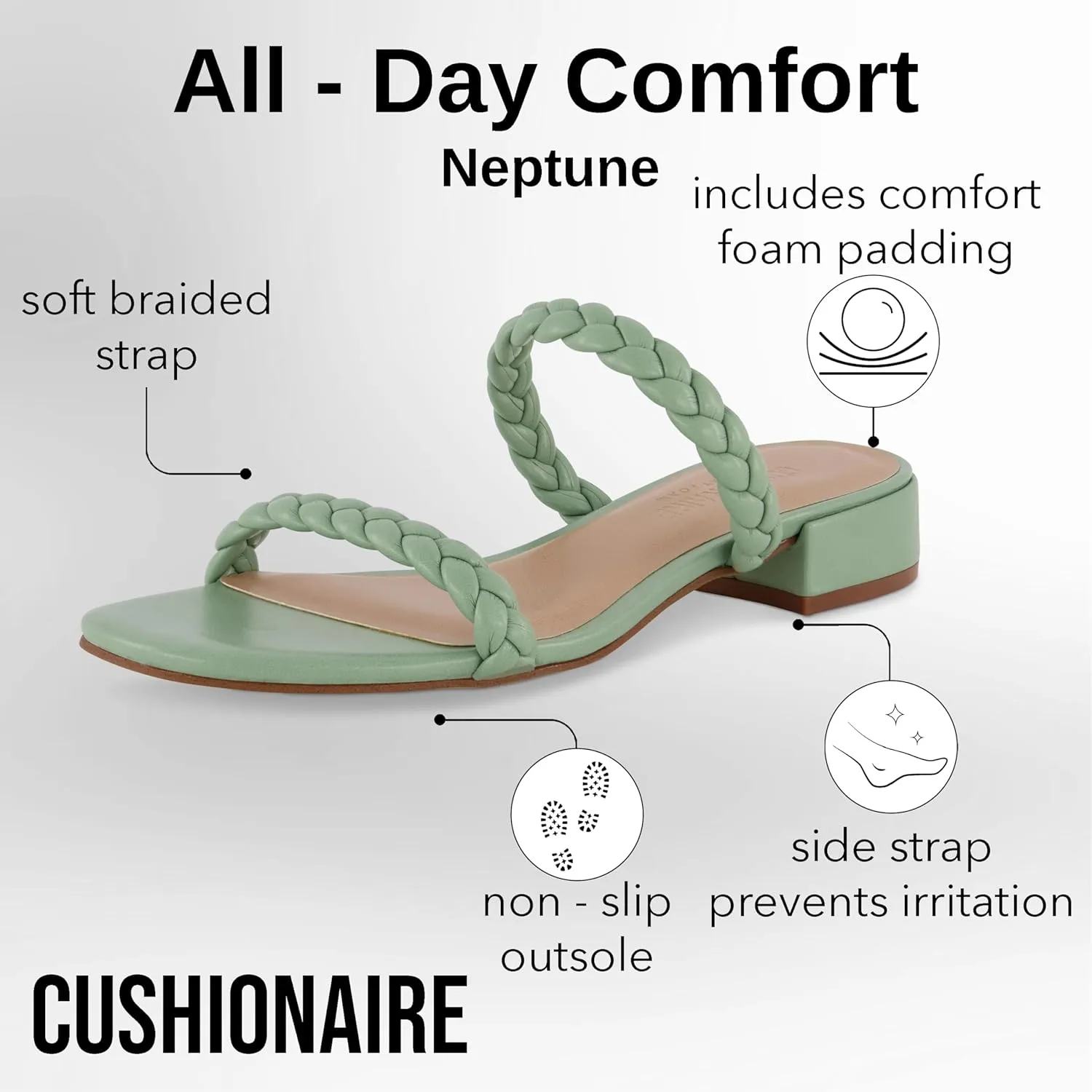 CUSHIONAIRE Women's Neptune braided low block heel sandal  Memory Foam