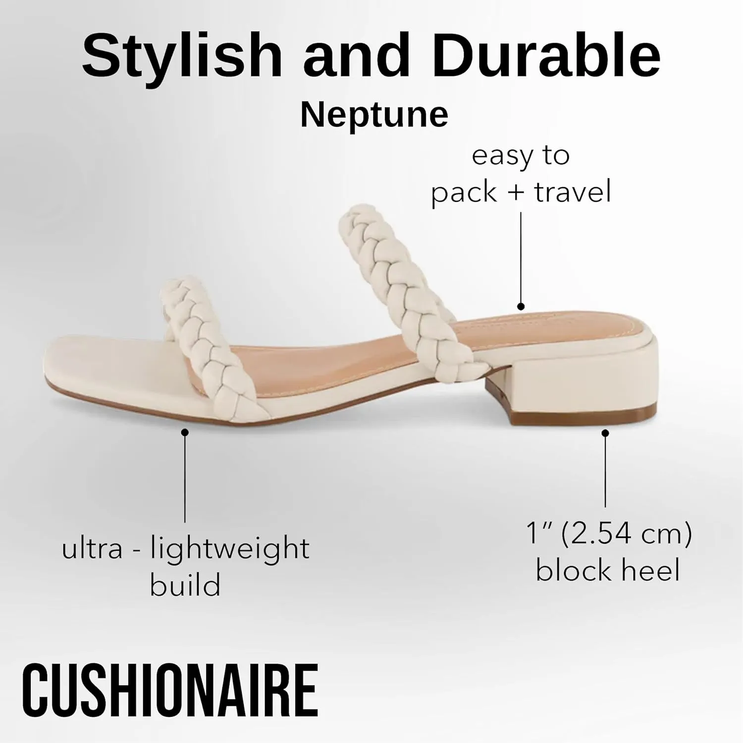 CUSHIONAIRE Women's Neptune braided low block heel sandal  Memory Foam