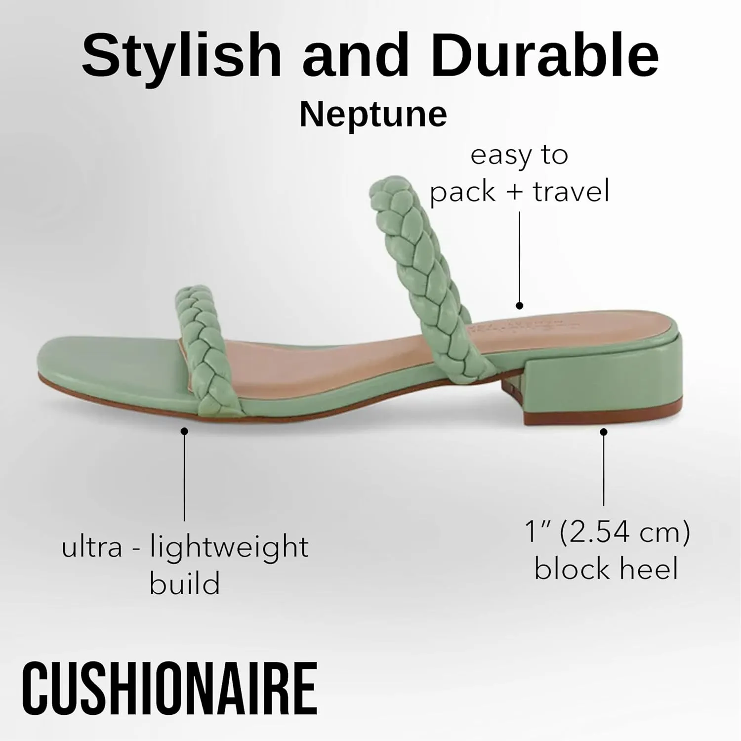 CUSHIONAIRE Women's Neptune braided low block heel sandal  Memory Foam