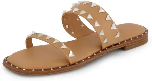 CUSHIONAIRE Women's Visby stud slide sandal  Memory Foam, Wide Widths Available