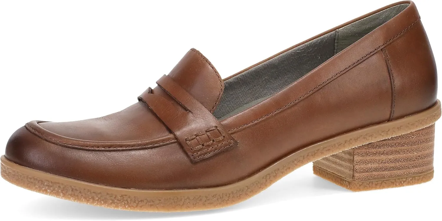 Dansko Danica Heeled Loafer for Women - Waterproof Leather with Rubber Outsole and Leather Stacked Heel for Long-Lasting Style in Any Weather