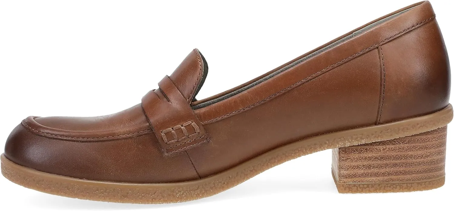 Dansko Danica Heeled Loafer for Women - Waterproof Leather with Rubber Outsole and Leather Stacked Heel for Long-Lasting Style in Any Weather