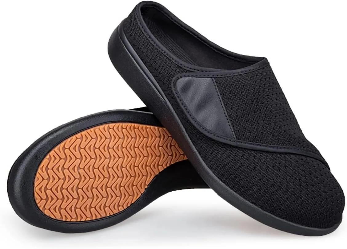 Diabetic Mule for Women Wide Width Clogs Slip on Orthopedic Walking Shoes Summer mesh Neuropathy Slippers Backless Slides with Velcro