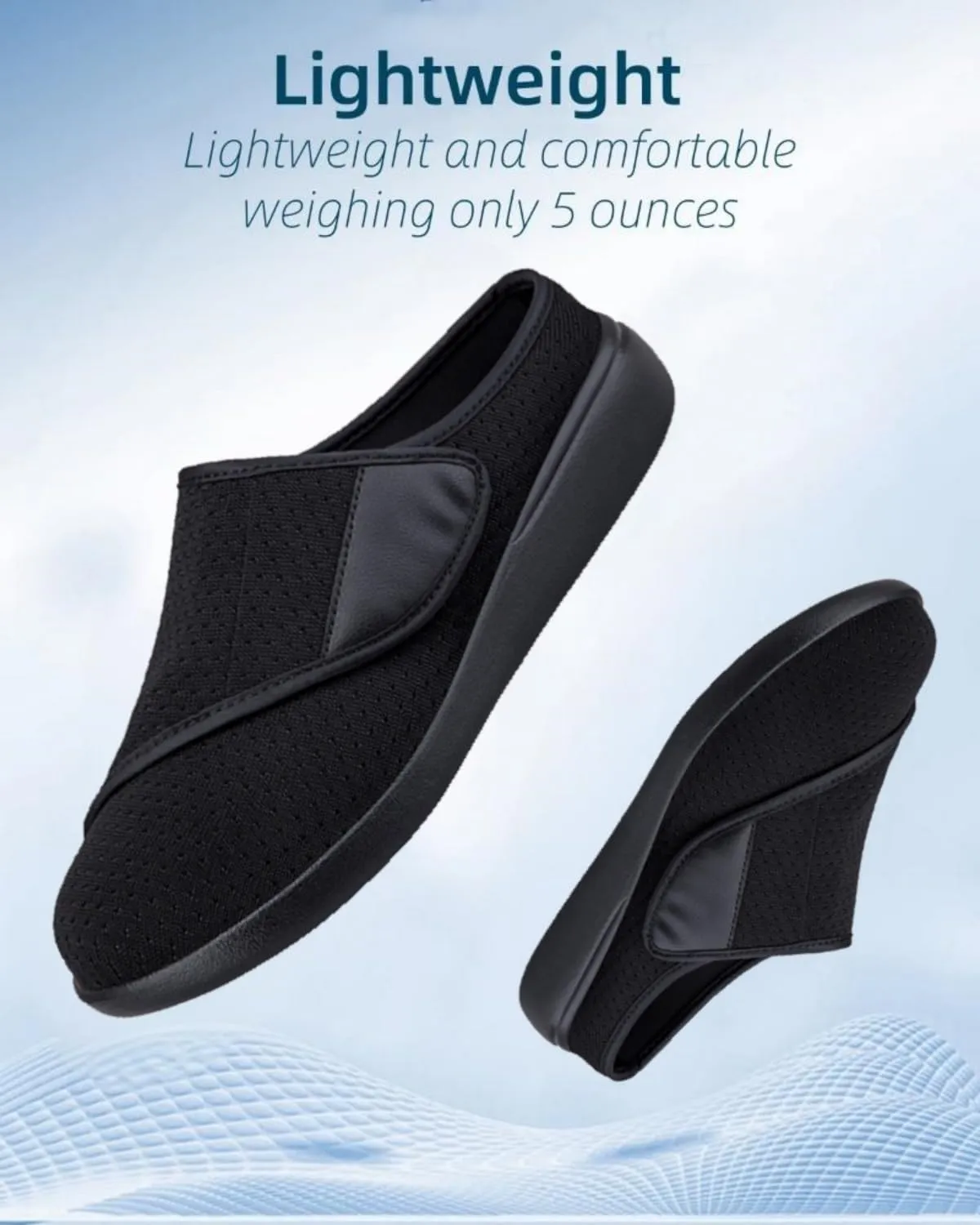 Diabetic Mule for Women Wide Width Clogs Slip on Orthopedic Walking Shoes Summer mesh Neuropathy Slippers Backless Slides with Velcro