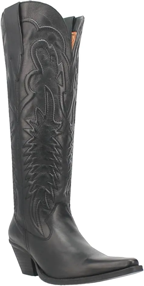 Dingo Womens Raisin Kane Embroidered Snip Toe Casual Boots Over the Knee Mid Heel 2-3" - Black