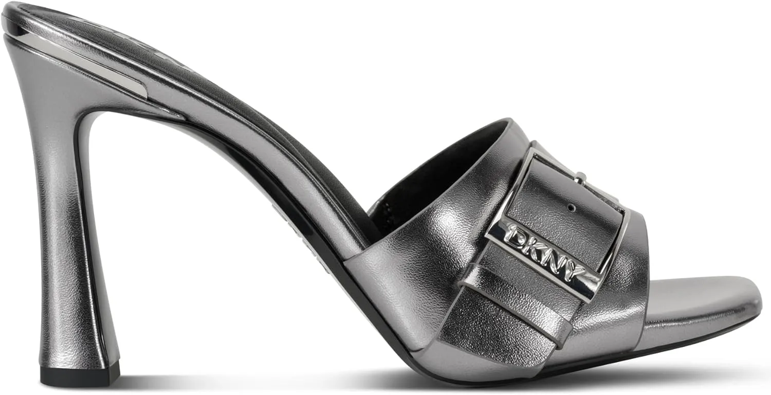 DKNY Women's Clorissa Evening Sandal Mule Heel with Belt Detail Platform
