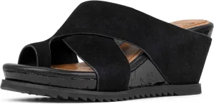 Donald Pliner Women's SISU Wedge Sandal, Black-Calf Suede, 9.5