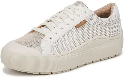Dr. Scholl's Womens Time Off Sneaker Off White/Gold Smooth 9 M