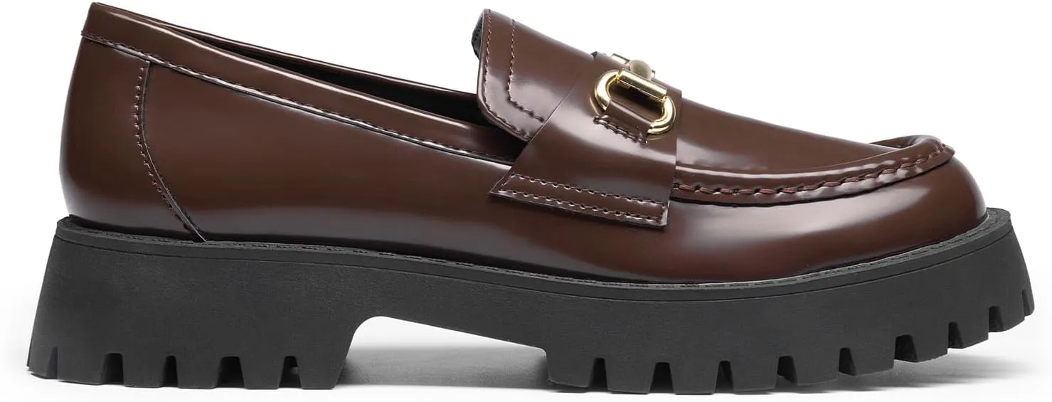 DREAM PAIRS Loafers for Women Platform Chunky Penny Loafer Slip On Casual Dressy Business Shoes with Arch Support