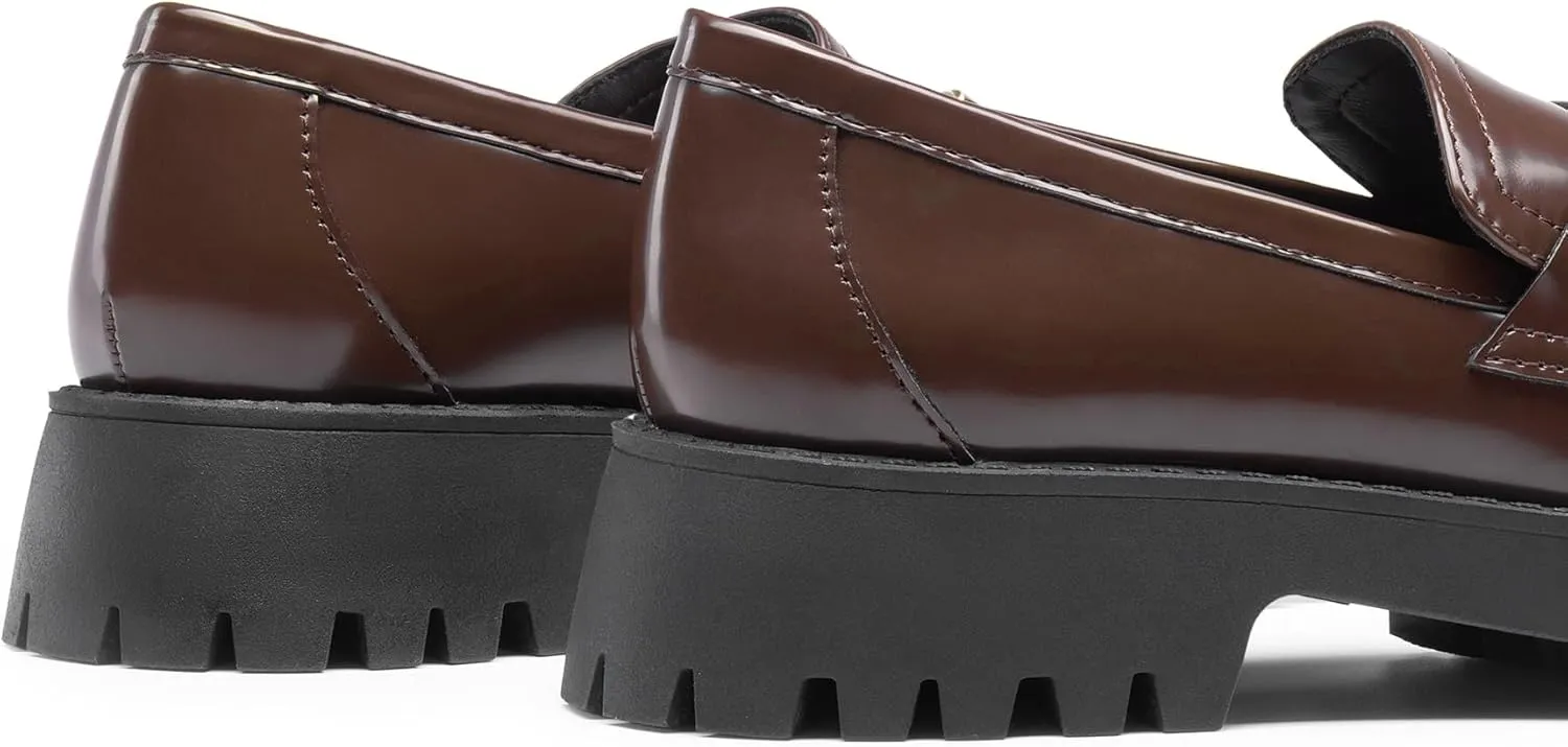 DREAM PAIRS Loafers for Women Platform Chunky Penny Loafer Slip On Casual Dressy Business Shoes with Arch Support