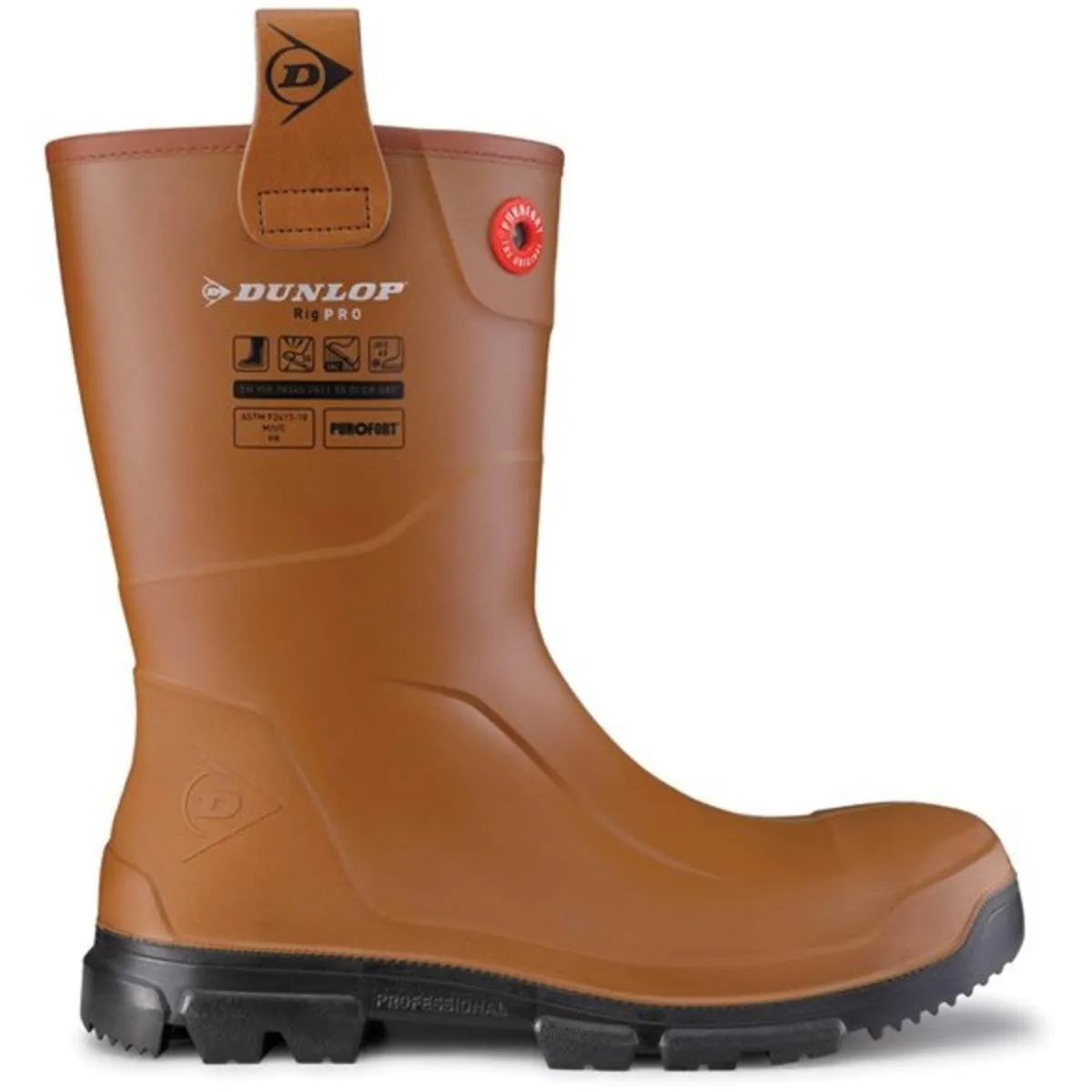 Dunlop Purofort RigPRO Full Safety Fur lining Wellington Brown/Black