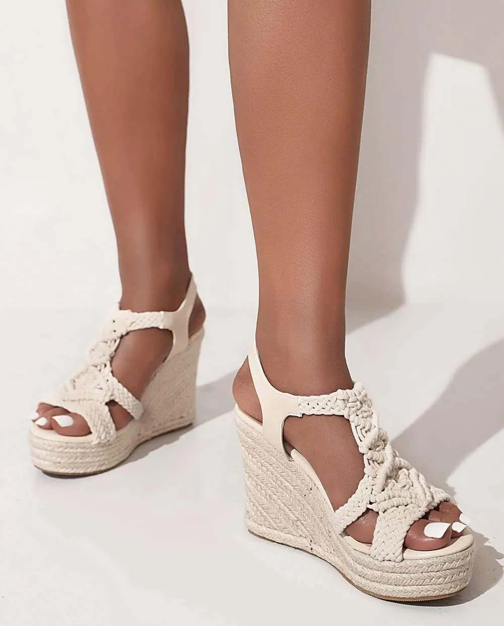 Espadrille Wedge Sandals for Women Comfortable Strappy Platform Sandals Casual Summer Shoes