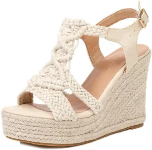 Espadrille Wedge Sandals for Women Comfortable Strappy Platform Sandals Casual Summer Shoes
