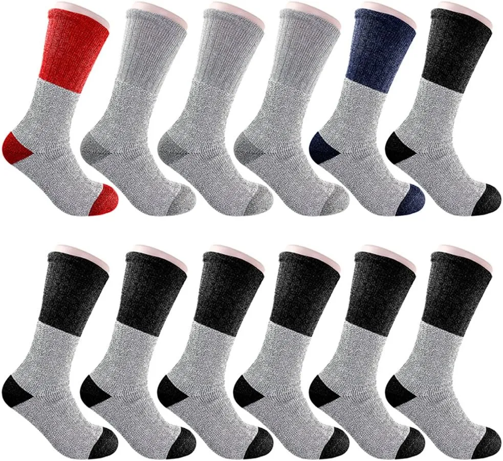 Falari 12 Pack Men Winter Ultra Warm Thermal Boot Socks For Cold Weather