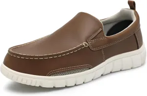 festooning Men's Loafers Arch Support Moccasin Faux Leather Slip On Loafer Comfy Lightweight Casual Vintage Flat Walking Shoes