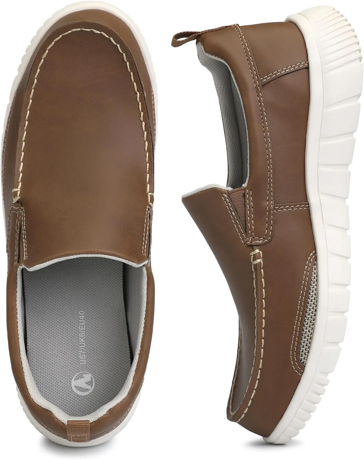 festooning Men's Loafers Arch Support Moccasin Faux Leather Slip On Loafer Comfy Lightweight Casual Vintage Flat Walking Shoes