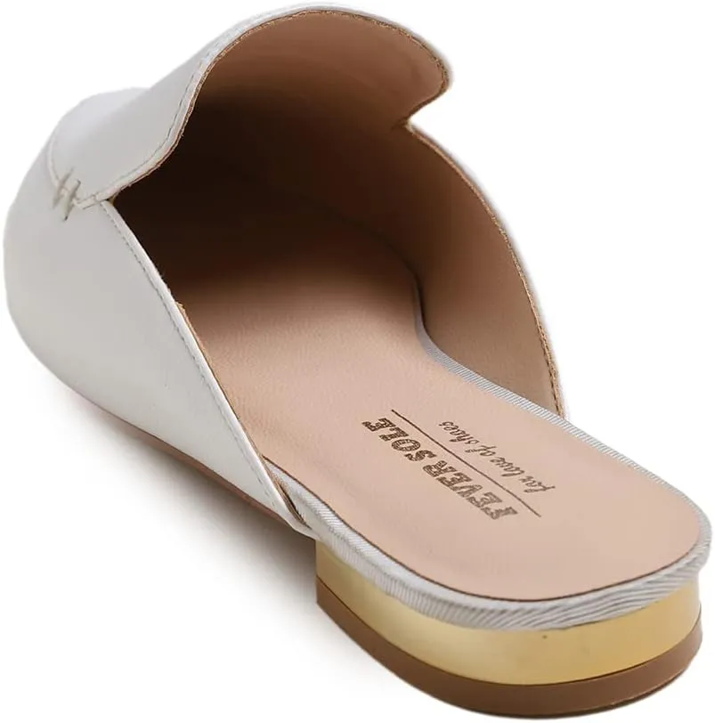 FEVERSOLE Women's Fashion Deco Mules Slip On Backless Slide Flats