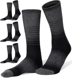 FITRELL 4 Pack Men's Merino Wool Hiking Socks, Wicking Cushioned, Warm Thermal Lightweight Boot Crew Dress Socks