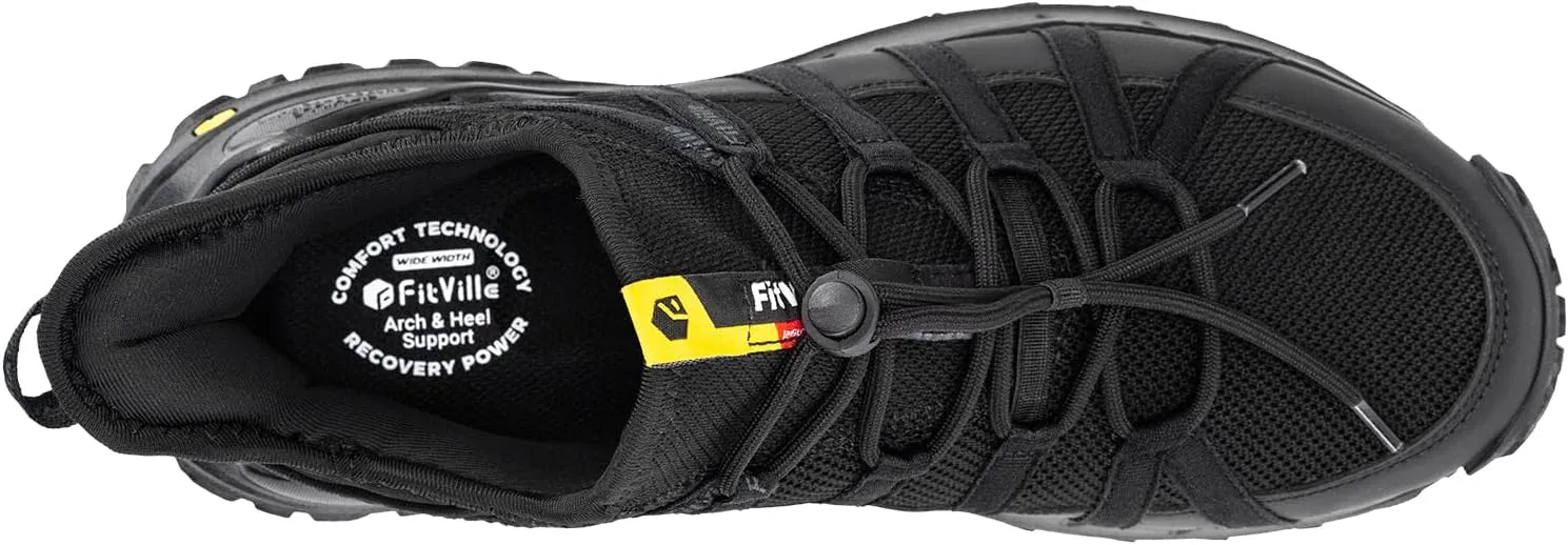 FitVille Wide Slip on Shoes for Men Walking Hiking Shoes Outdoor Trekking Loafer Arch Support | Slip Resistant | Wide Toe Box