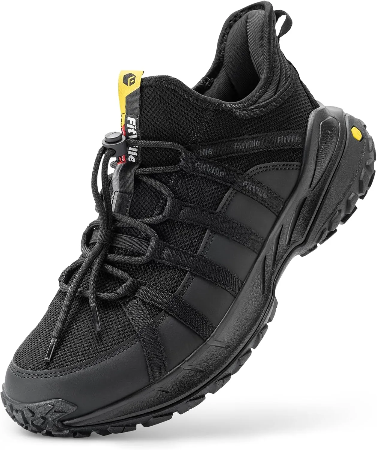 FitVille Wide Slip on Shoes for Men Walking Hiking Shoes Outdoor Trekking Loafer Arch Support | Slip Resistant | Wide Toe Box