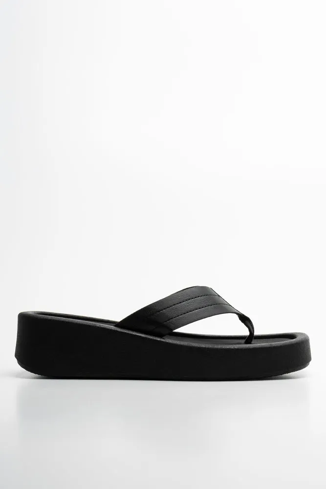 Flat Form Thong Sandal Black